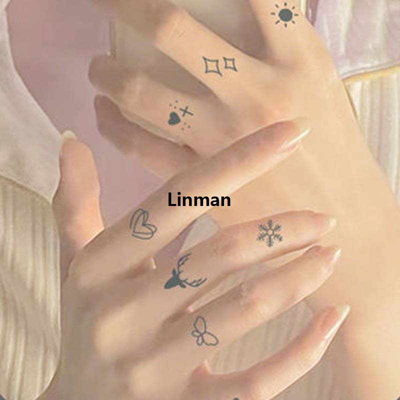 Linman 6pcs Small Finger Design Waterproof Temporary TattoLuxury o, Long-Lasting, Realistic Tattoo for Men and Women