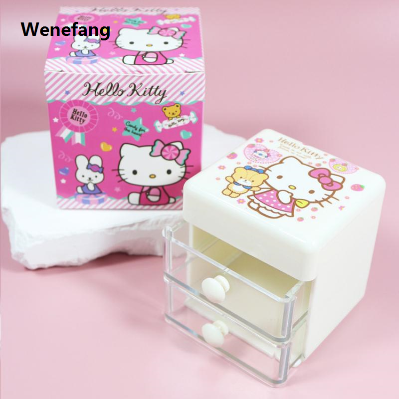Wenefang Sanrio Hello Kitty Storage Box Makeup Bag Cinnamoroll Jewelry Box Fifty percent discount Drawer Style Arrange My Melody Cute Holiday Gifts for Girls