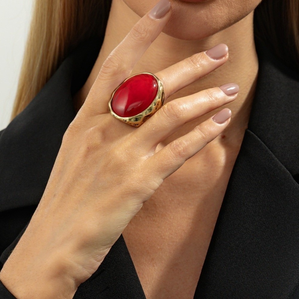 Creative Simple Resin Oval Earrings High-end Jewelry Color Oval Resin Finger Ring Vintage Elegant Style Light Retro Earrings Party