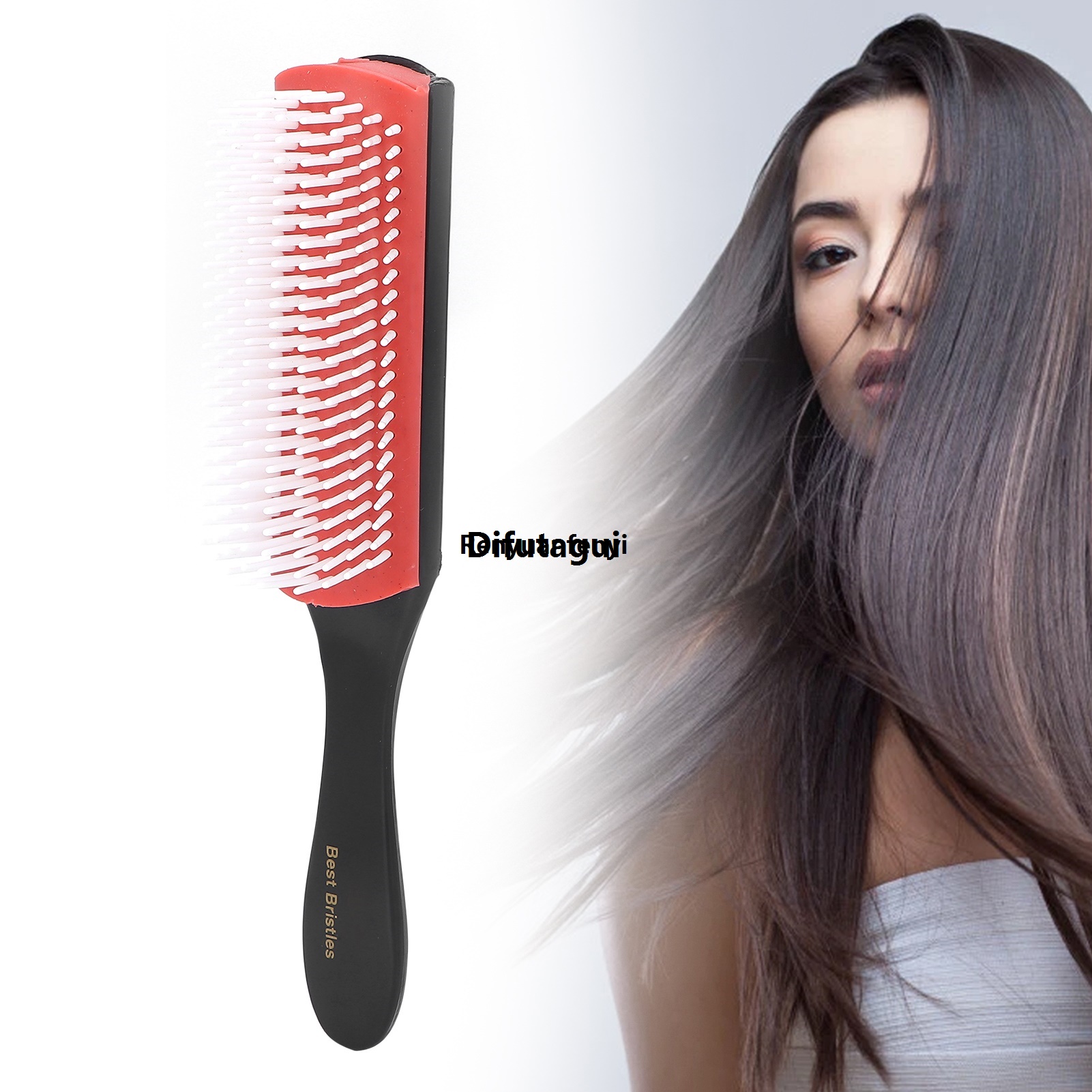 Difutagui 1pc 9-Row Detangling Hair Brush Denman Detangler Hairbrush Original Profesional Scalp Massager Straight Curly Wet Hair Comb