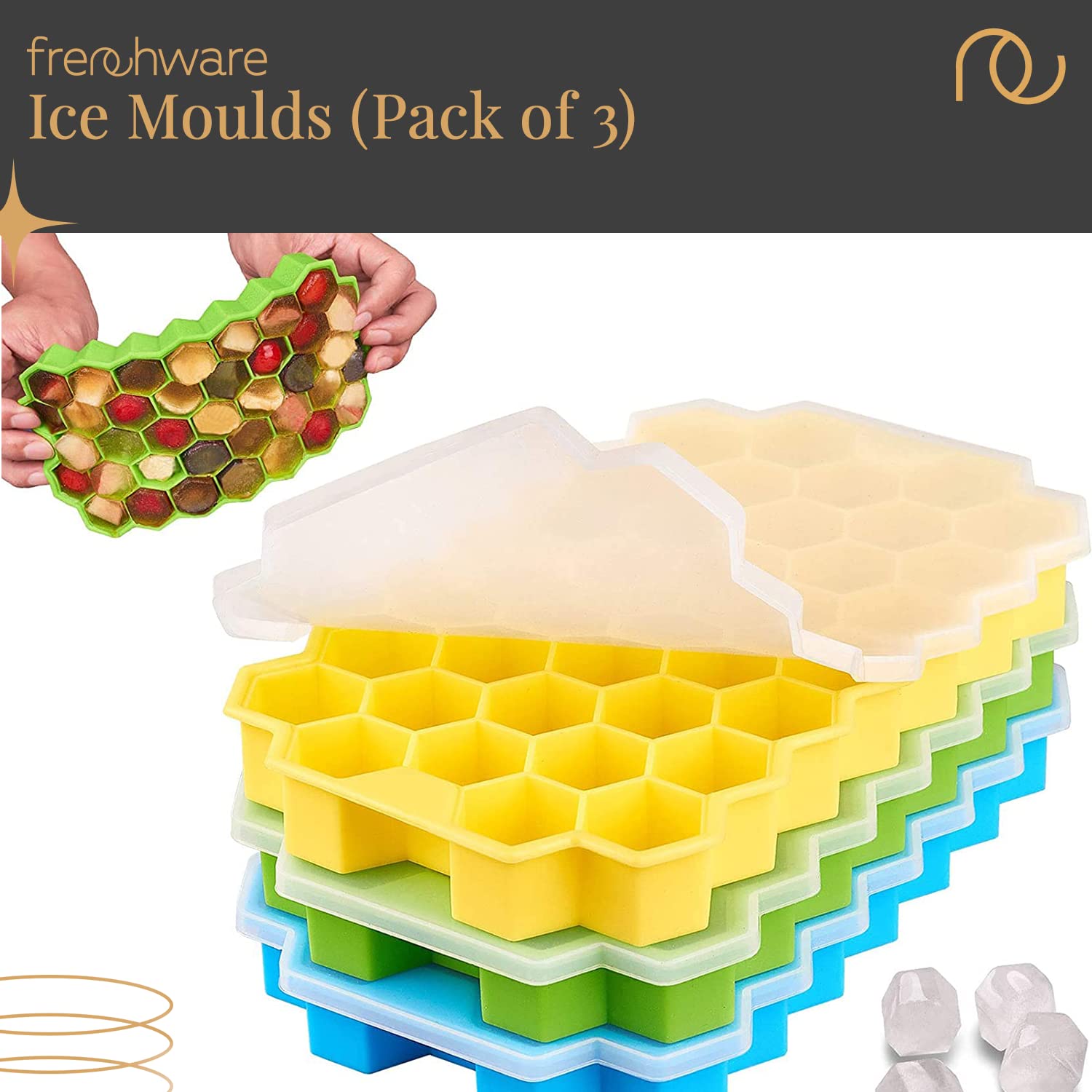 Ice Cube Maker - 37-Cavity Freezer Tray with Lid