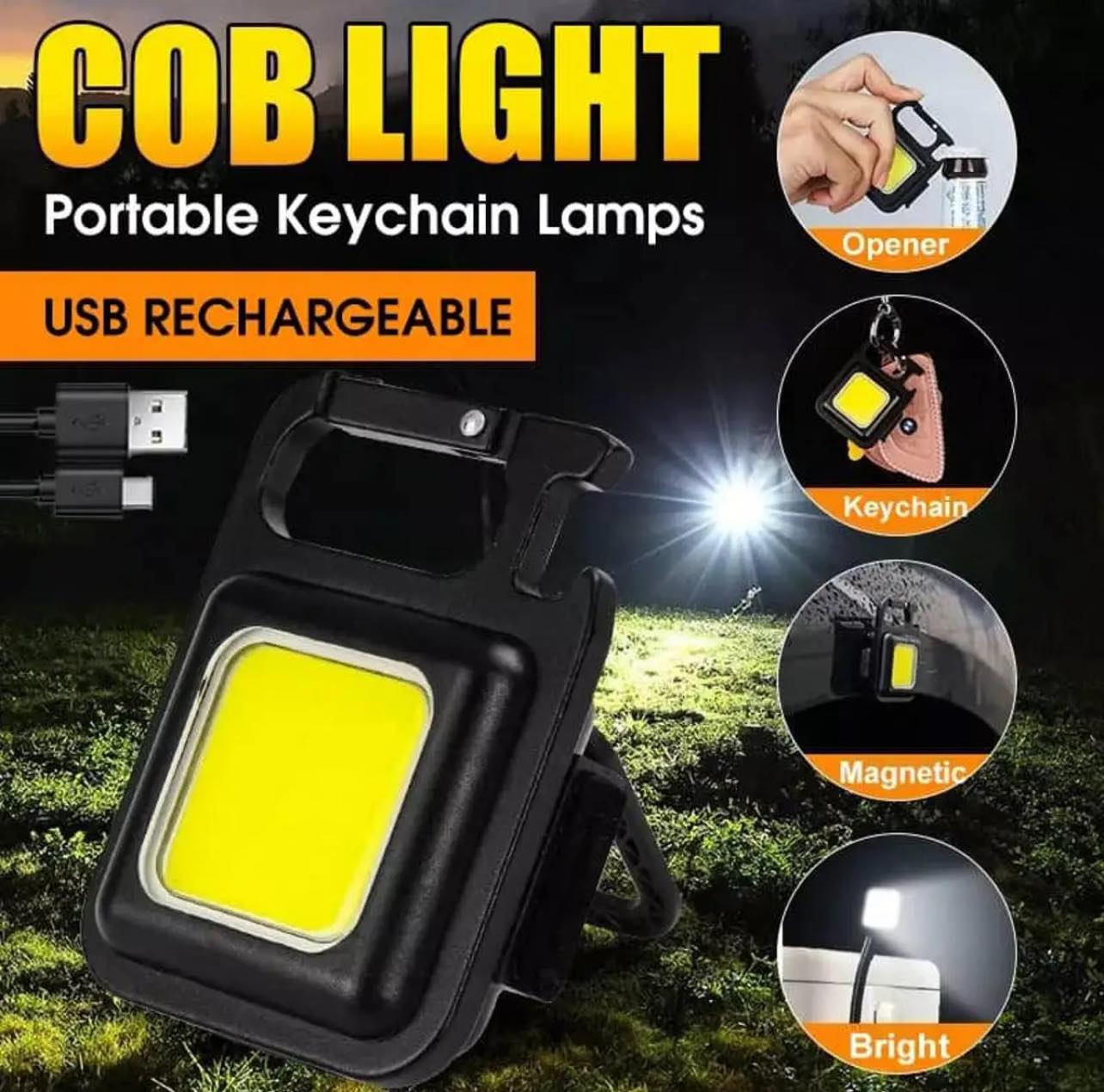Mini Keychain LED Multi Functional Charging Emergency Light Portable Working Light High Brightness COB Inspection Light Outdoor Camping Light