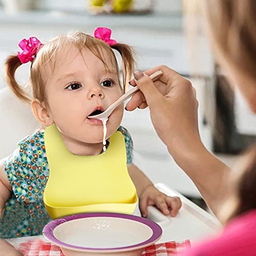 2 Pcs Of Waterproof Silicone Bib Easily Wipes Clean, Comfortable Soft Baby Bibs Keep Stains Off