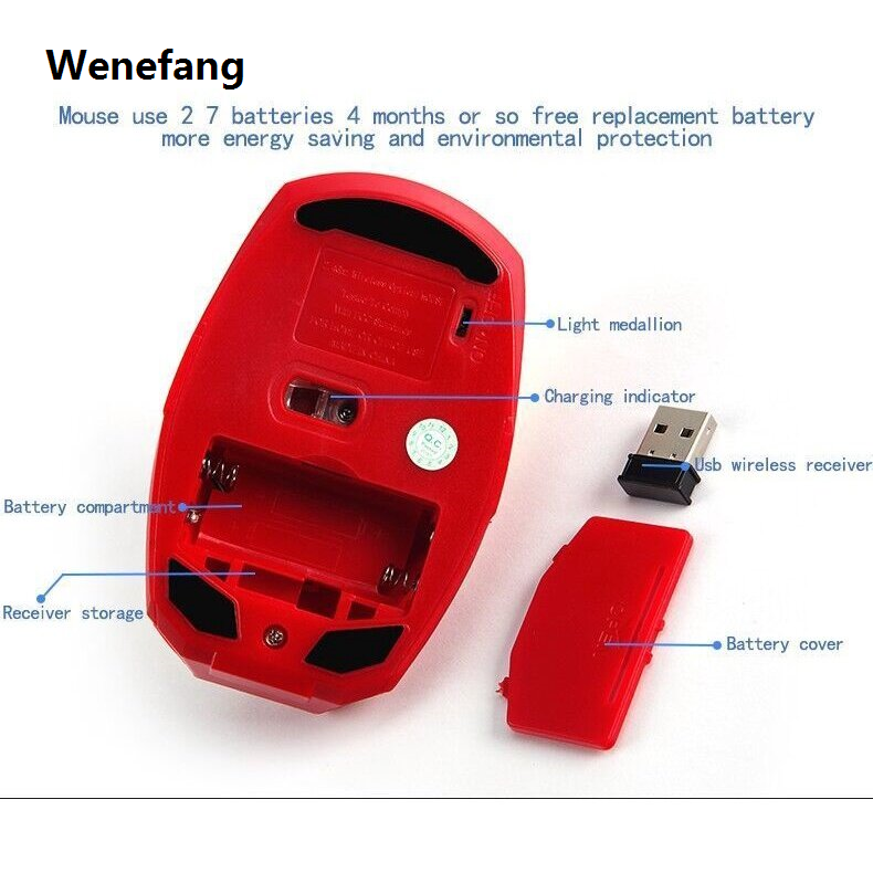 Wenefang Wireless LED Silent Mouse PC Ironman Marvel Hero Series Iron Man For Dektop Laptop Office Use Gaming Tetikus Tanpa Wayar