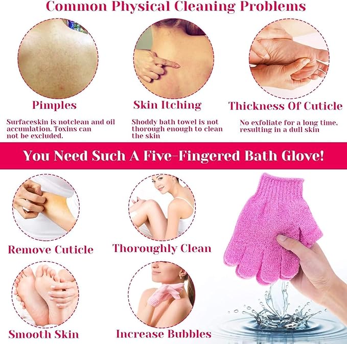 Exfoliating Body Scrubber Multicolor Bath Gloves (1 Piece)