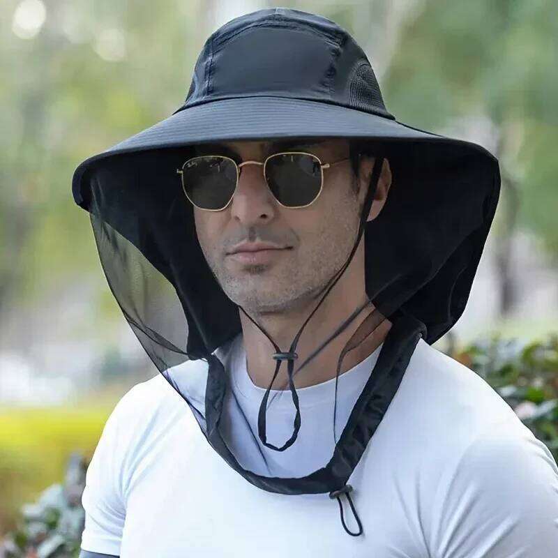 New Foldable Mosquito with Hidden Net Mesh Unisex Insect Bee Protection Bucket Hat Sunscreen Fishing Cap
