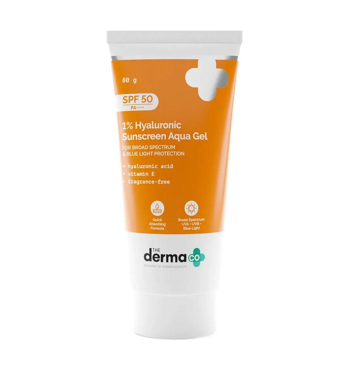 The Derma Co 1% Hyaluronic Sunscreen Aqua Ultra Light Gel With Spf 50 Pa++++ , Uv A, Uv B & Blue Light Protection - 80 G