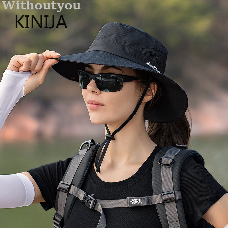 Withoutyou Undefined bucket hat big brim rock climbing fishing outdoor sun Bargain price hat waterproof bucket hat ladies ponytail solid color travel