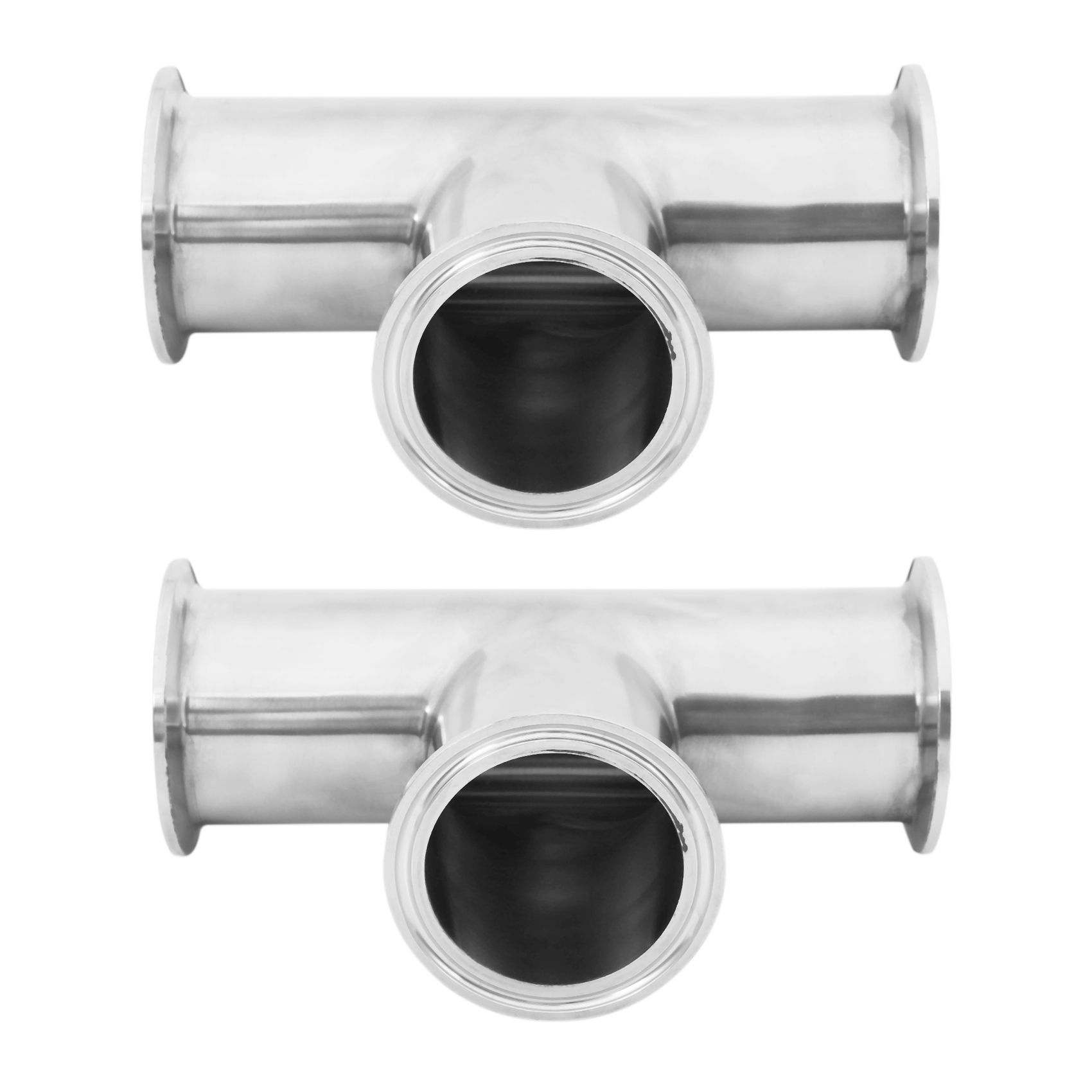 fasdaga 2X 51MM 2 Inch 3 Way Tee Stainless Steel S304 Sanitary Tri Clamp Type 3 Way Weld Ferrule OD 64MM Pipe Fittings