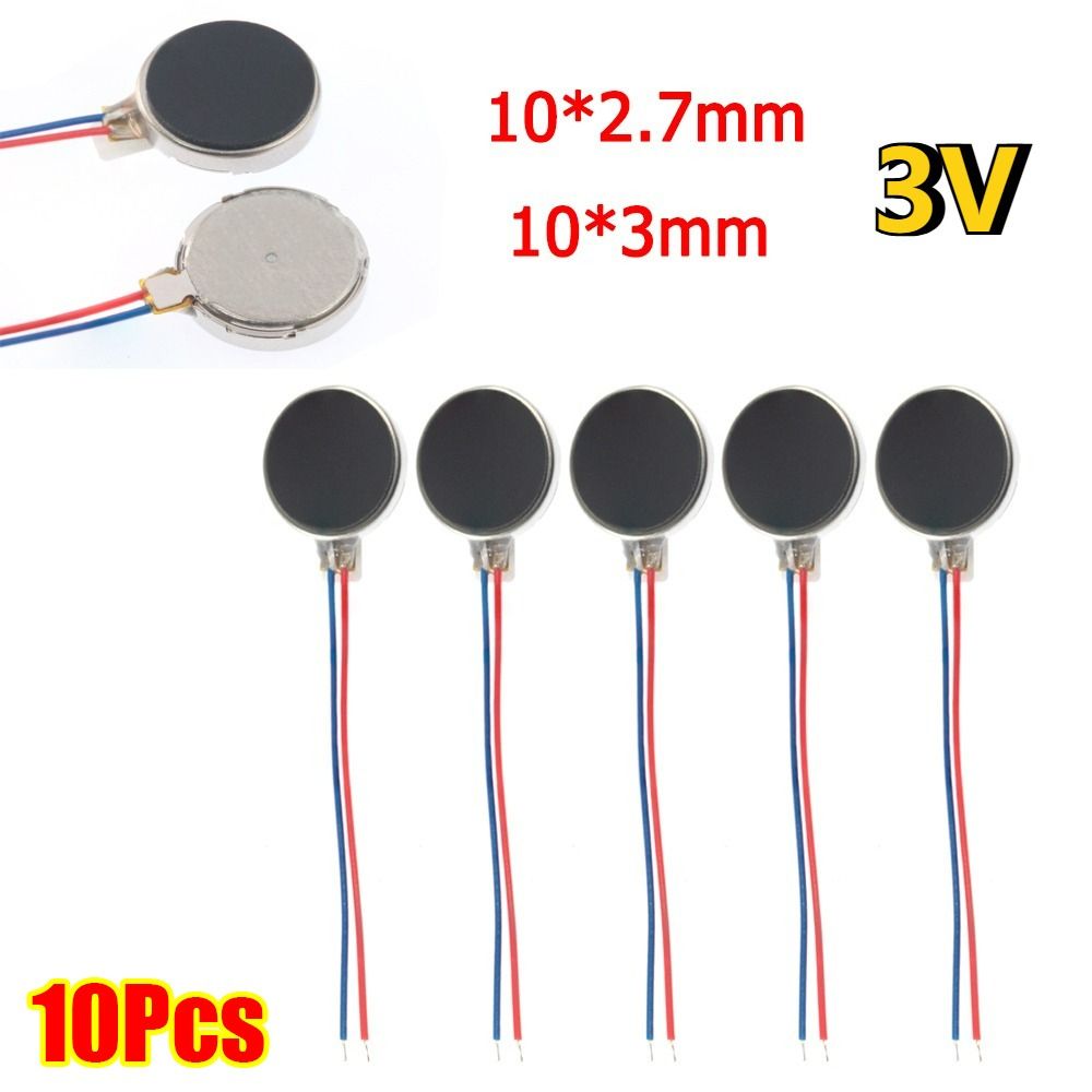 10Pcs New DC 3V 3-5V Micro Vibration Motor 1027 1030 1034 1234 10000-12000rpm Coin Button Motor Self Adhesive 8mm 10mm DC Vibrating Motor for Phone Pager Repair
