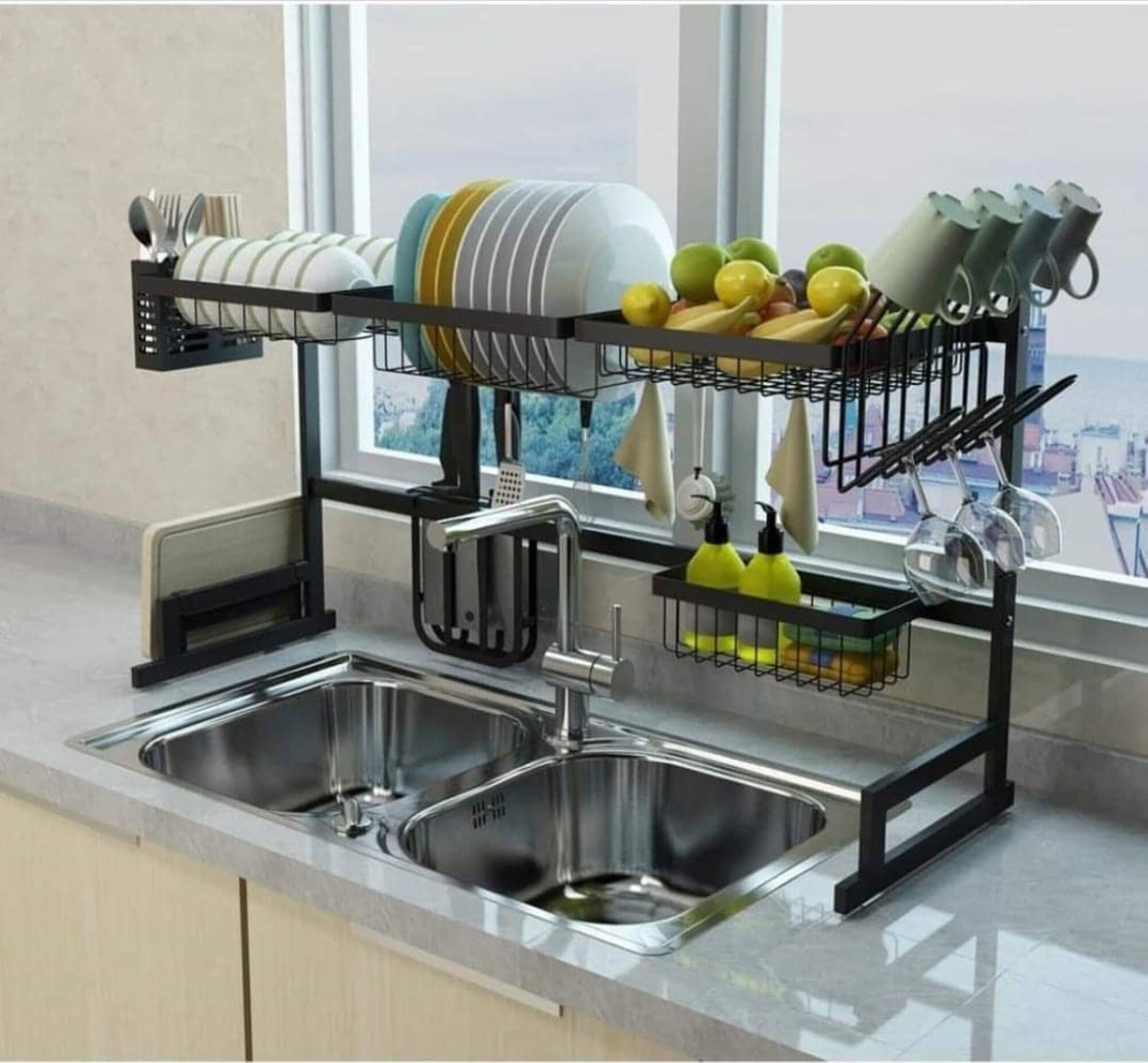 Kitchen Stainless Steel Sink Drain Rack Kitchen Shelf DIY Dishes Cutlery Dry Drain Rack 1 Layer Storage Rack Pantry Organizer By Hajurko Online