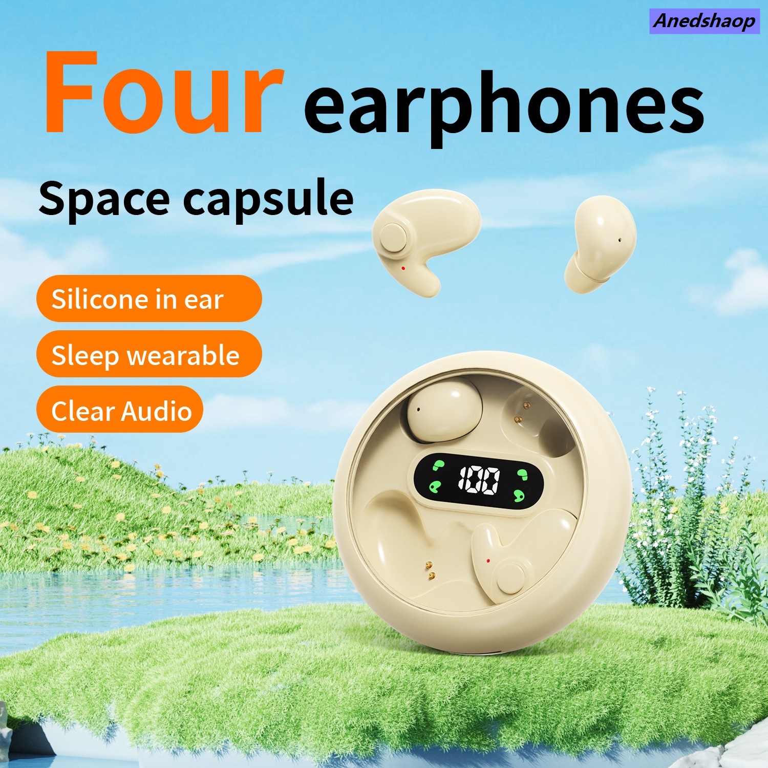 NEW Anedshaop Two-piece Headphones, Wireless Bluetooth Headset,Earbuds with Luxury Mic for Phone, Sleep Earphones And Mini，For Running/sleeping
