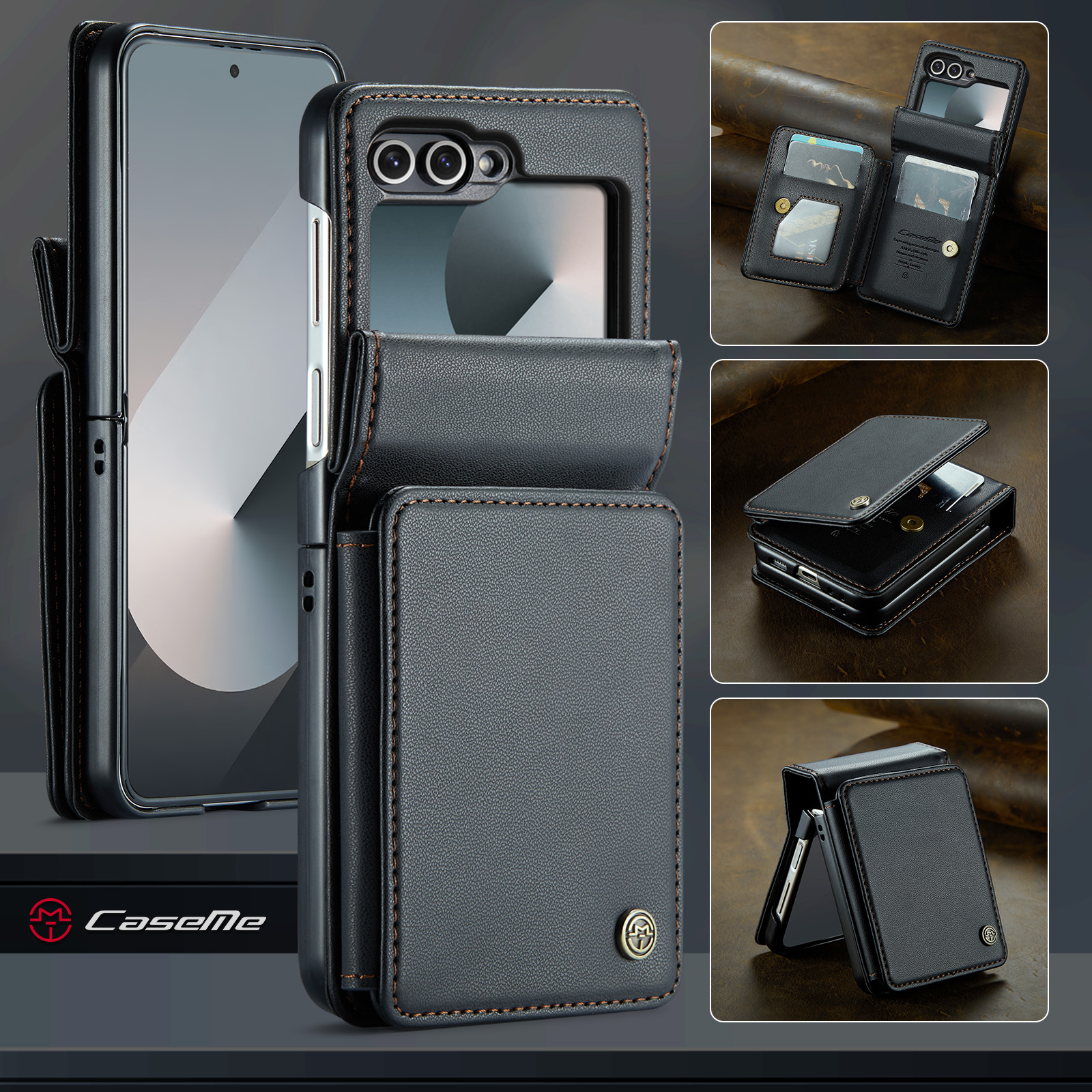 HODON Light luxury Wallet Leather Case for Samsung Galaxy Z Flip 7 Stand Wallet Card Slot Back Cover