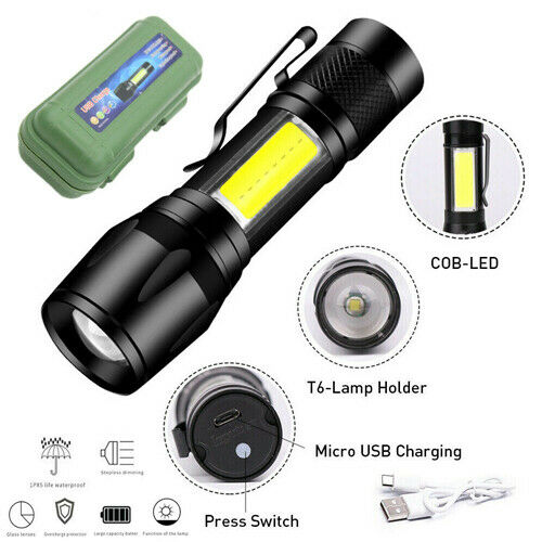 Mini Rechargeable LED Tactical Flashlight Powerful Torch Mini Pocket Torchlight Zoomable Focusing Emergency Flashlight