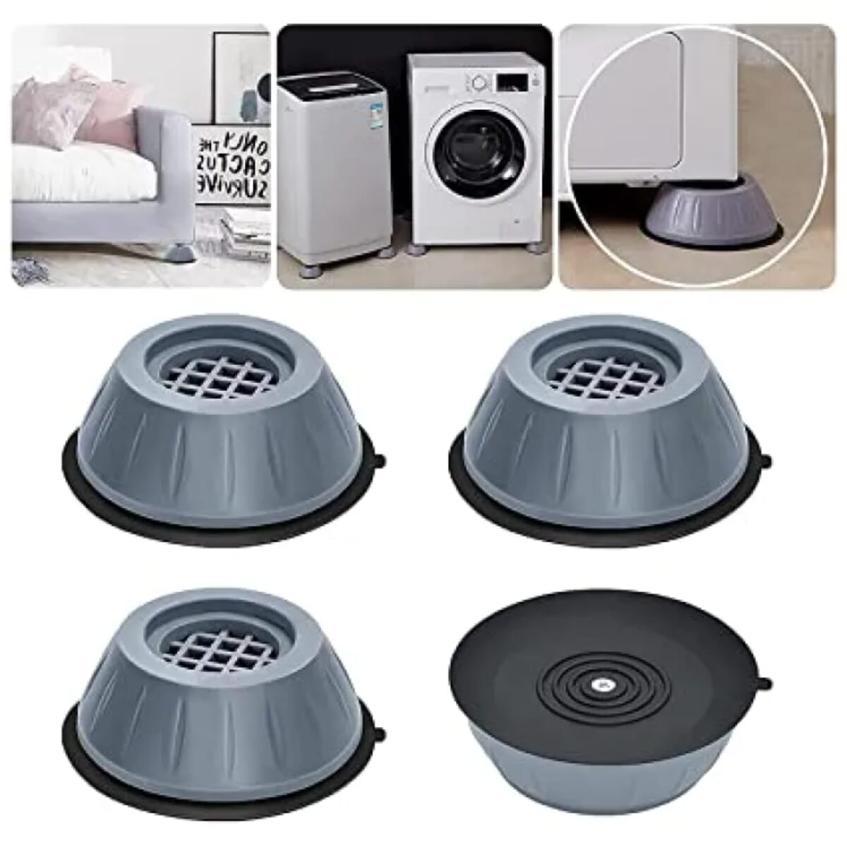 Fridge Washing Machine Leveling Feet Anti Walk Pads Shock Absorber Furniture Lifting Base(4 Pcs)