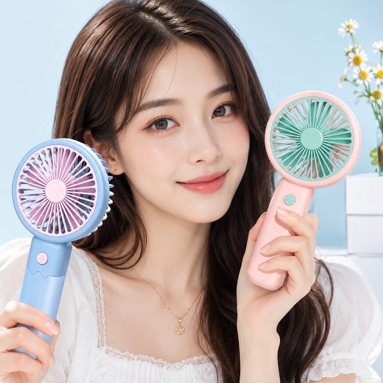Portable Mini Fan 2 in 1 Handheld Desktop Fan with Stand, USB Rechargeable, 3 Speed Settings, Quiet Operation, Summer Cooling Fan