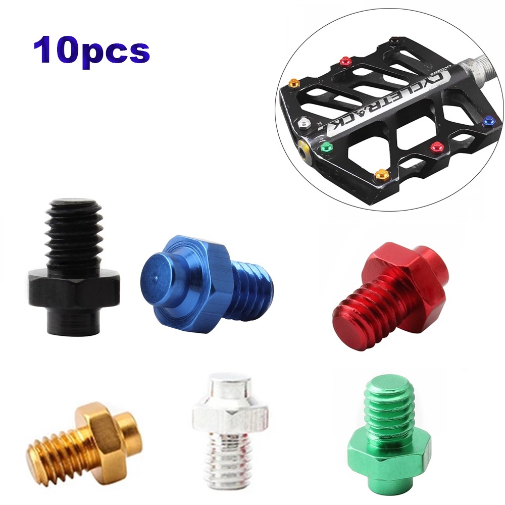 Road Bike 10 pcs Mountain Bike Aluminum Alloy M4 CNC Fixed Stud Anti-Skid Nail Pedal Screws Bicycle Pedal Bolts