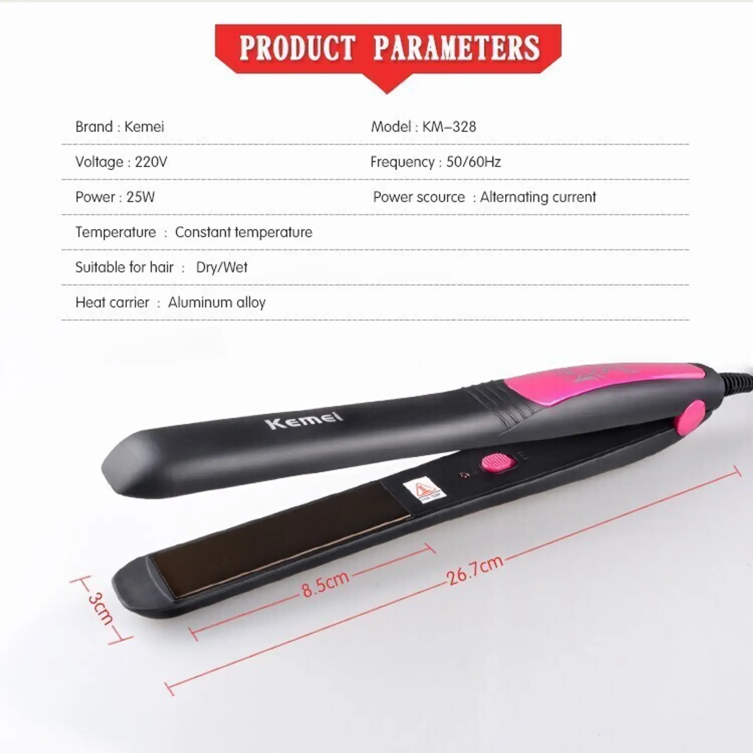Kemei Km - 531 Electric Wet / Dry Ceramic Hair Straightener