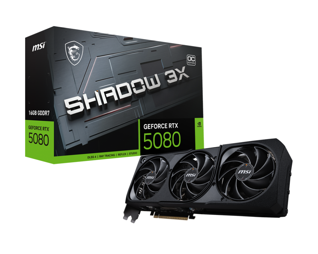 MSI GeForce RTX 5080 16G Shadow 3X OC Graphics Card (16GB GDDR7 | 256-bits | 2655 MHz Core Clocks | Triple FAN)