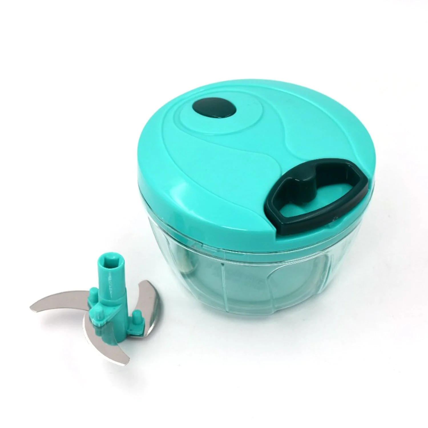 Manual Food Chopper 3 Blade Vegetable Cutter | Hand Pull Kitchen Mini Chopper | Onion Garlic Meat Cutter | Unbreakable ABS Plastic | Detachable Stainless Steel Blade