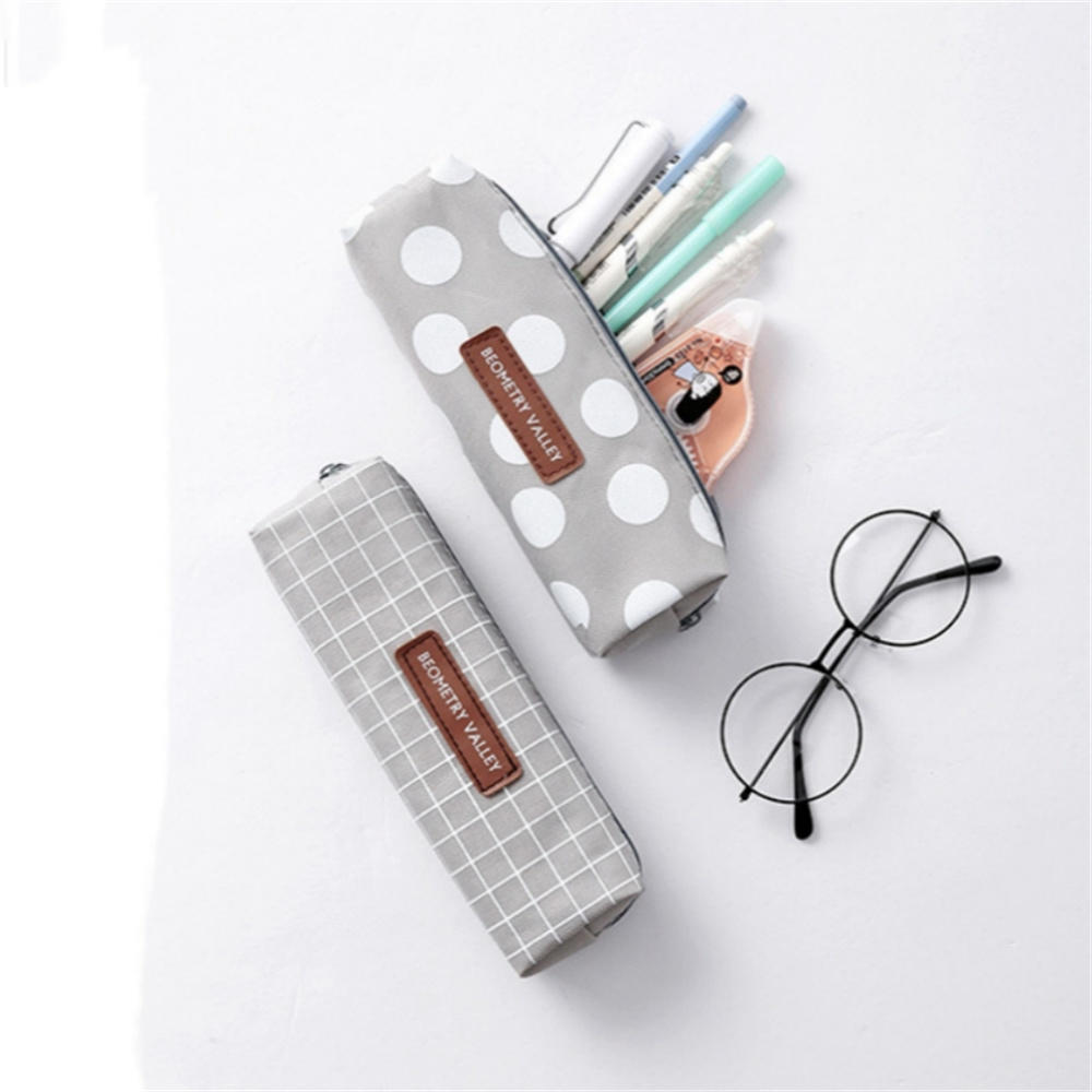 Square Pencil bag Versatile Zipper Creative Canvas bag Large capacity Stationery bag for School Office College Art supplies Travel