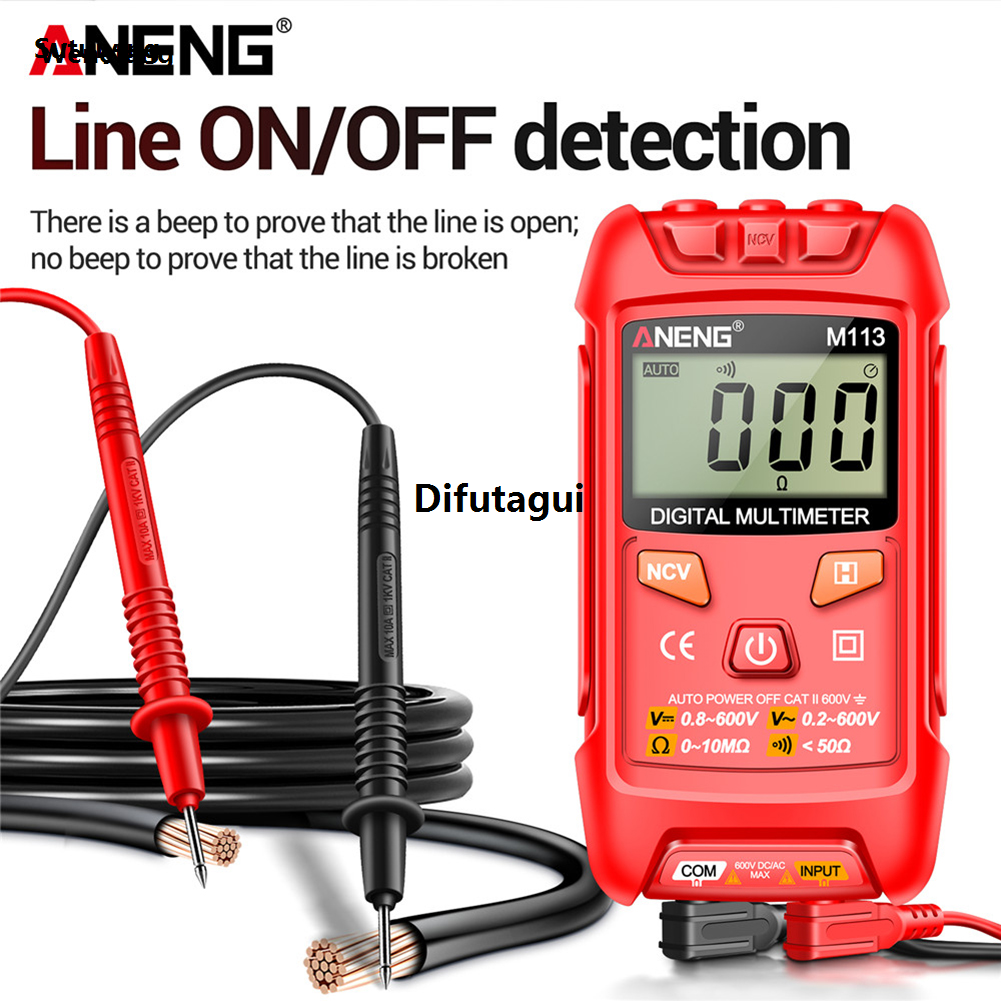 Difutagui ANENG M113 Digital Mini Multimeter Tester AC/DC Voltage with NCV Fashion Sales promotion Data Hold 1999 counts Auto Mmultimetro True Rms Tranistor Meter