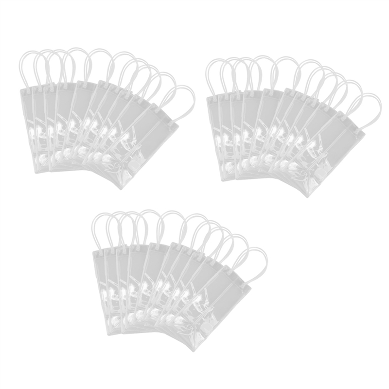 ZOROOM Pack of 30 Wine Cooler Bag Ice Bag Transparent PVC Portable Wine Bottle Cooler Bag Champagne Ice Bag with Handle