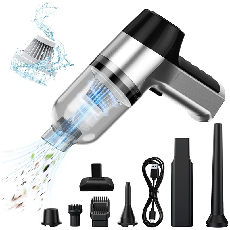 Mini Handheld Vacuum Cleaner Handheld Wireless Black & Silver-Gray Car 3-In-1 Compressed Air Multifunctional Brushless Motor
