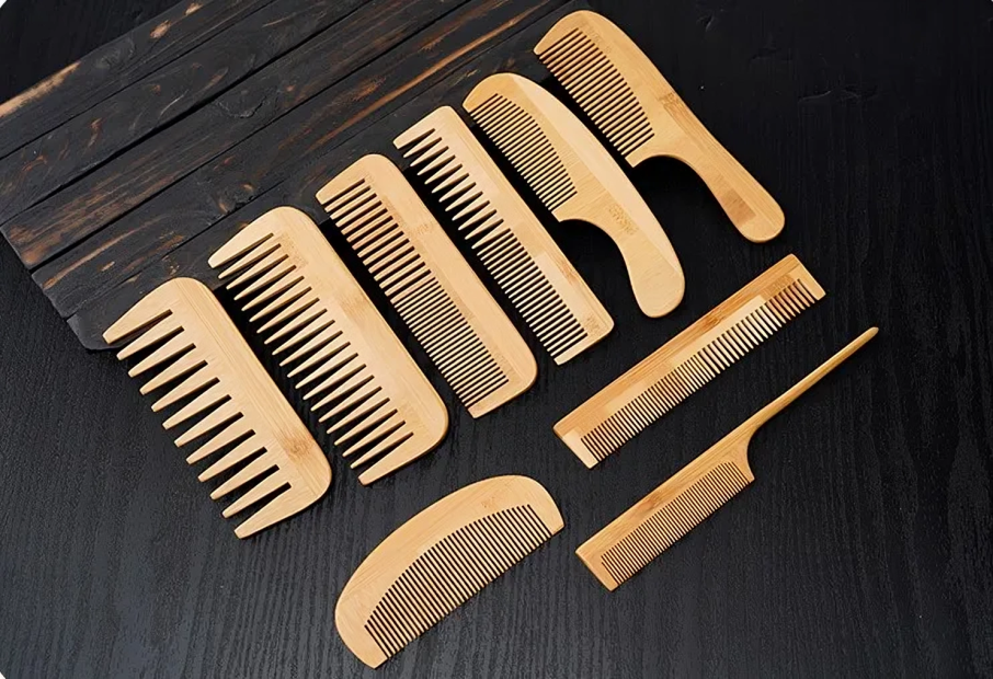 Natural Bamboo Hair Comb - Anti Static Smooth Detangling Comb for Men & Women | Gentle Scalp Massage Wide Tooth Wooden Comb
