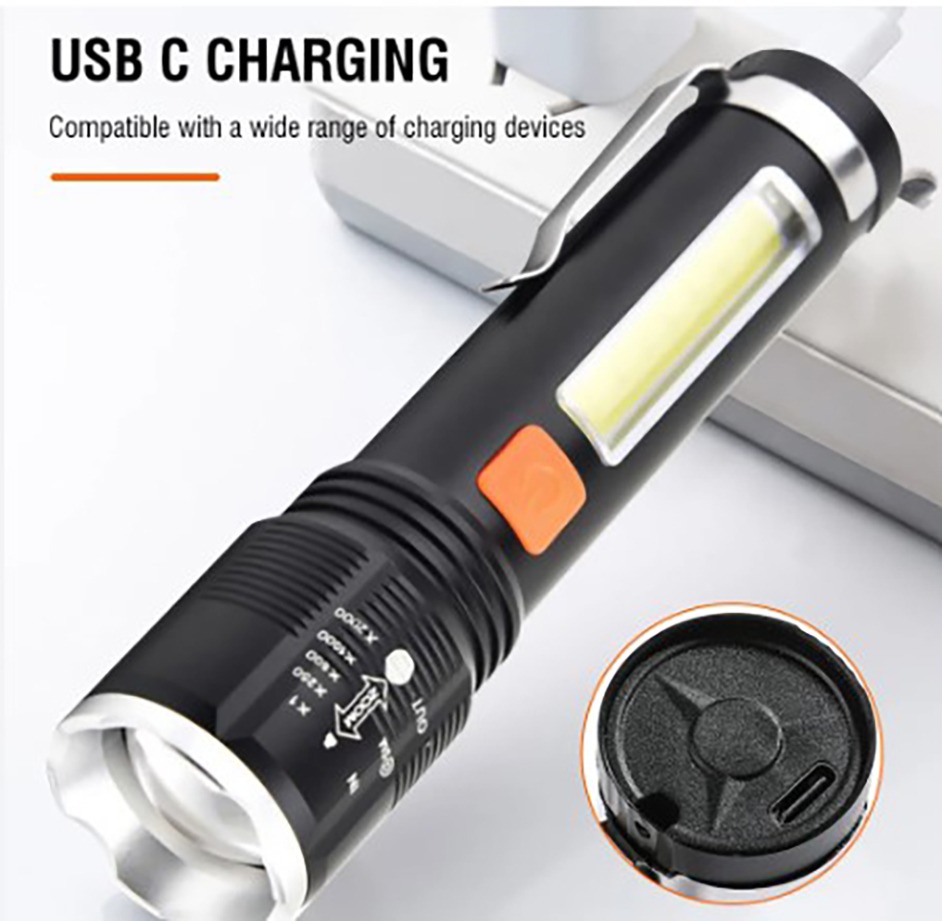 12000mAh Rechargeable LED Torch Light XH-P50 BX-P12 Ruilang | High Power Zoom Flashlight | Long Range Waterproof Torch for Outdoor Emergency