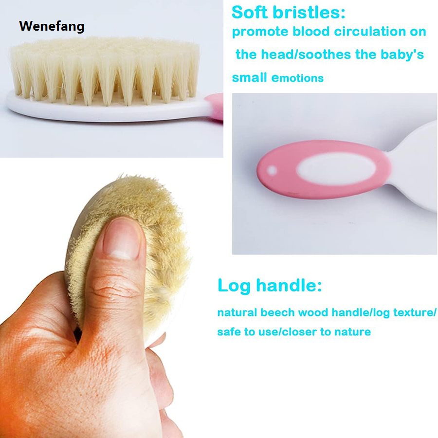 Wenefang Baby Hair Brush Set for Newborn Toddlers Soft Bristles Cradle 2025 New Cap Brush Gift Baby Care Accessories Infant Bathing Soft Comb