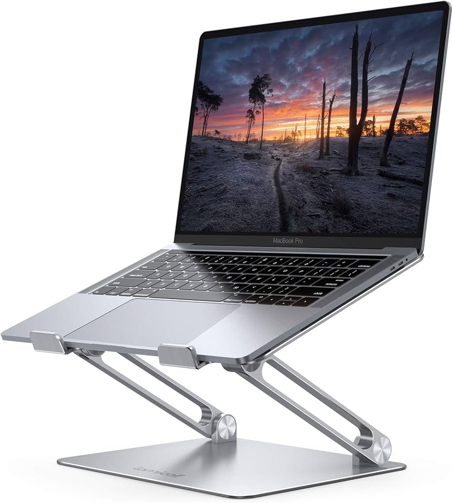 Laptop Stand for Desk Aluminum Computer Riser Holder, Adjustable Height Tablet Foldable Stand, Heat Dissipation with Anti-Slip Pads, Compatible with 11-17inch Notebook