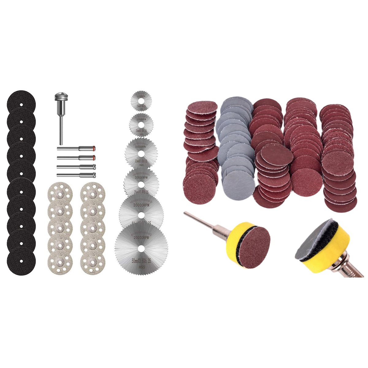 NAMUNY 2 Inch 100 Pcs Sanding Discs Pad Kit with 31Pcs Cutting Discs for Rotary Tool