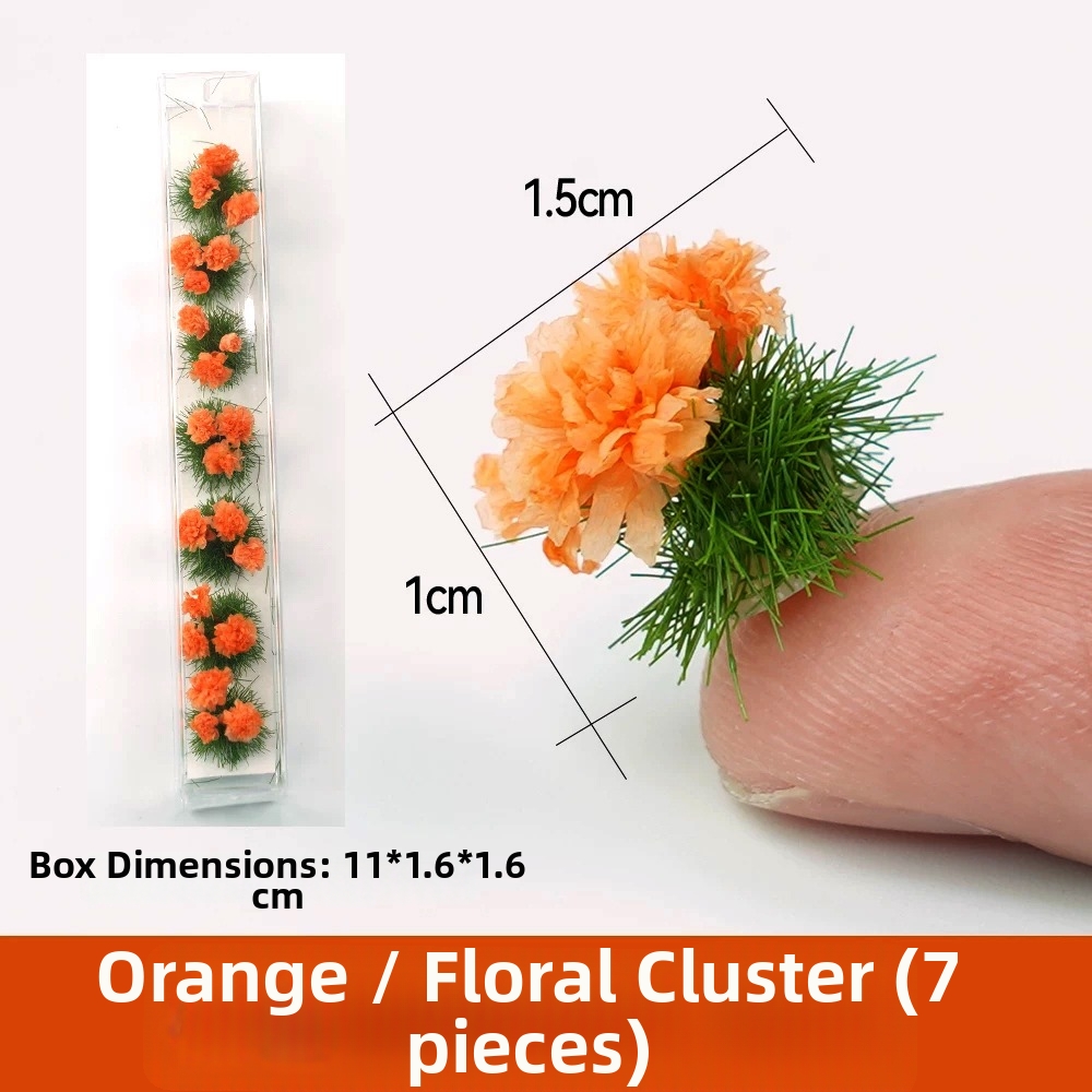 6pcs High Quality Durable Artificial Model Flower 15*10mm 10 Colors Static Scenery Model Sand Table Flower Cluster Model