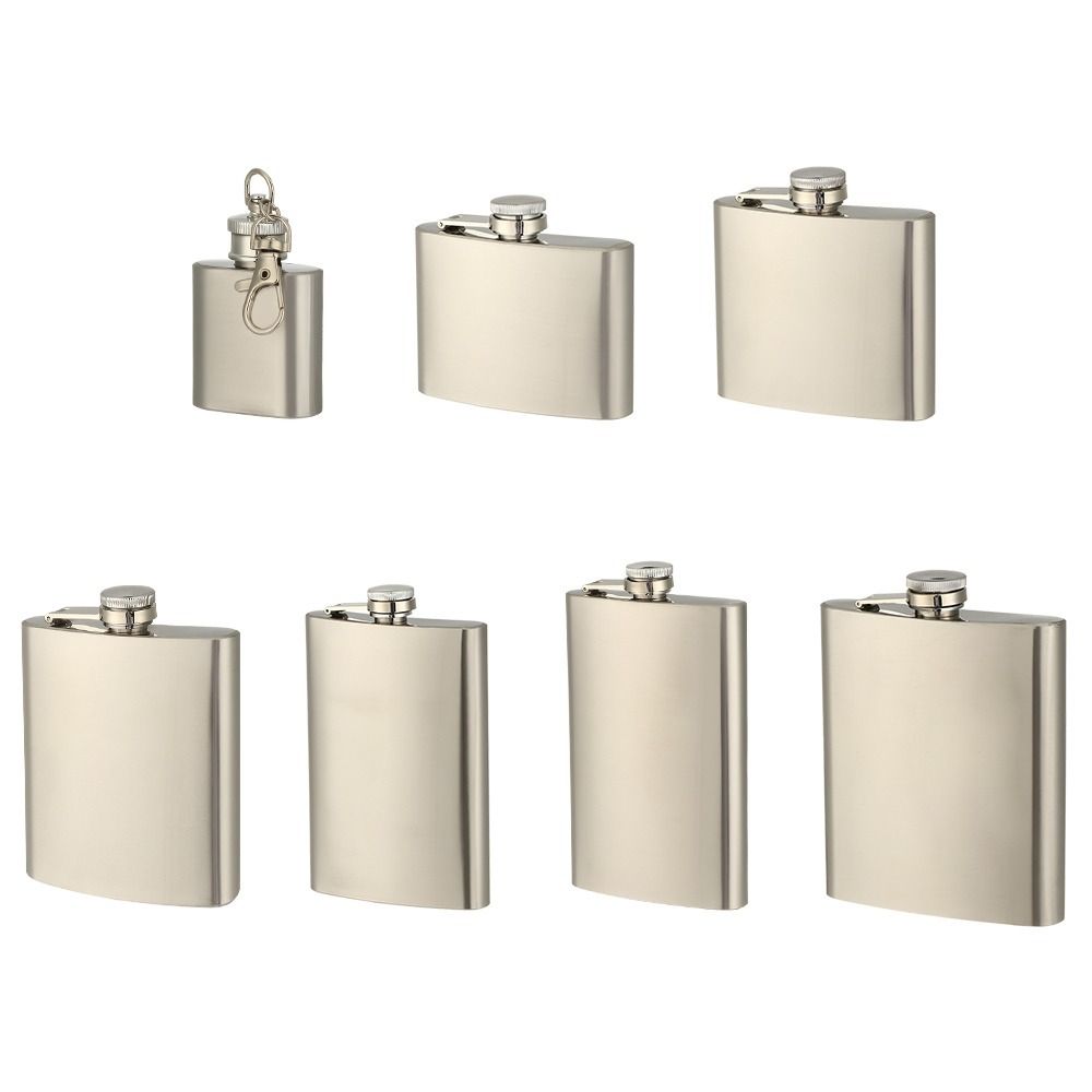 High Quality Stainless Steel Hip Flask Portable Leakproof Whisky Flagon Convenient Container Wine Cup Outdoor