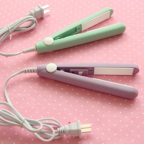 Mini Hair Straightener, Portable Mini Ceramic Plate Electronic Hair Straightener, ON/OFF button, with Plastic Storage Box