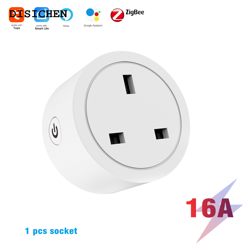 DISICHEN Special 【Top-Rated Product】WENHIOT Tuya Zigbee Smart Socket 16A UK Plug Timer Electronic Socket Outlet works with Smart Gateway supports Google Home Alexa