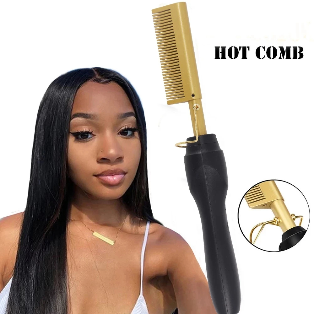 2 in 1 Electric Hot Heating Comb Hair Straightener Curler Wet Dry Hair Iron Straightening Brush Hair Styling Tools