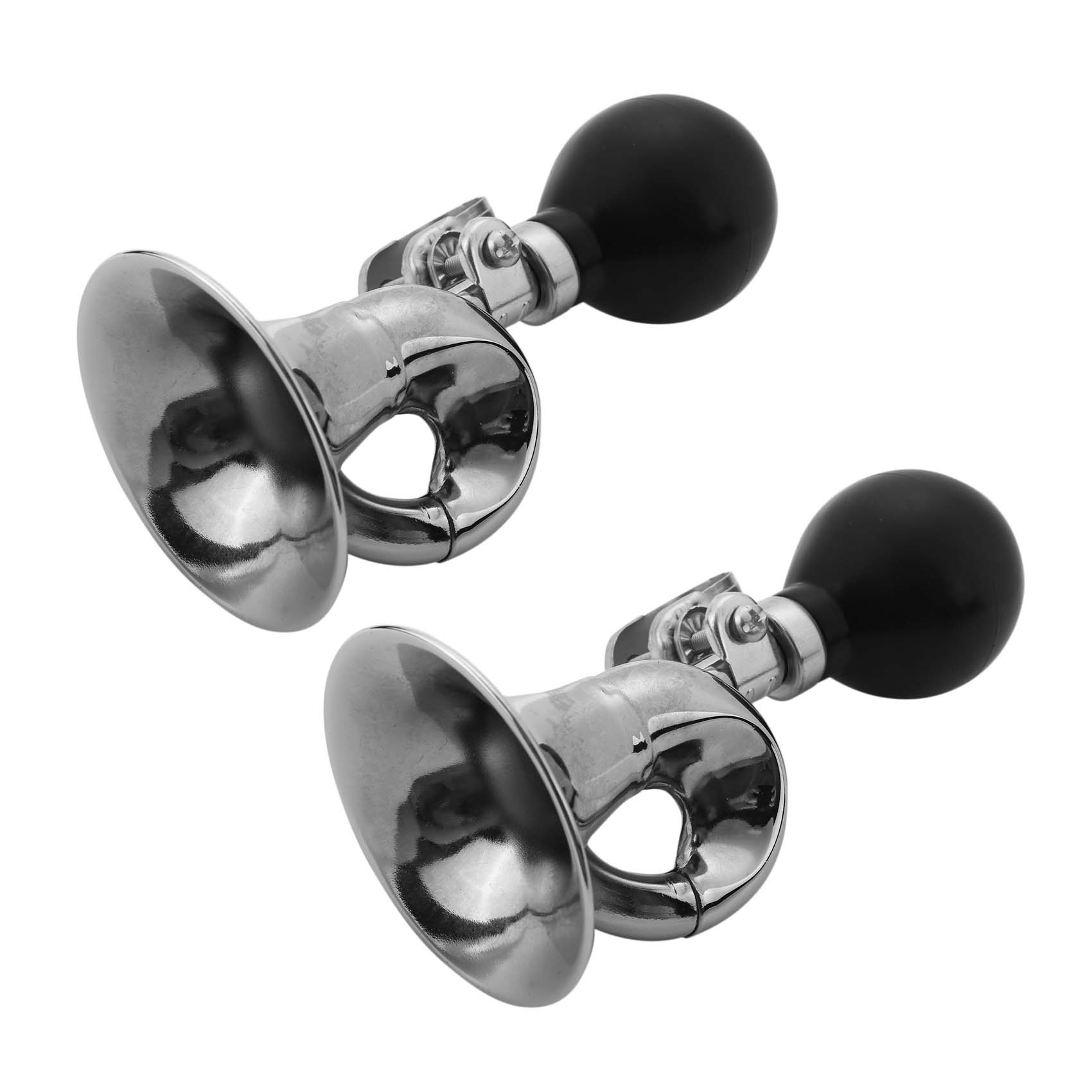 JAERBEE 2X Non-Electronic Trumpet Loud Bicycle Cycle Bike Bell Vintage Retro Bugle Hooter Horn Silver