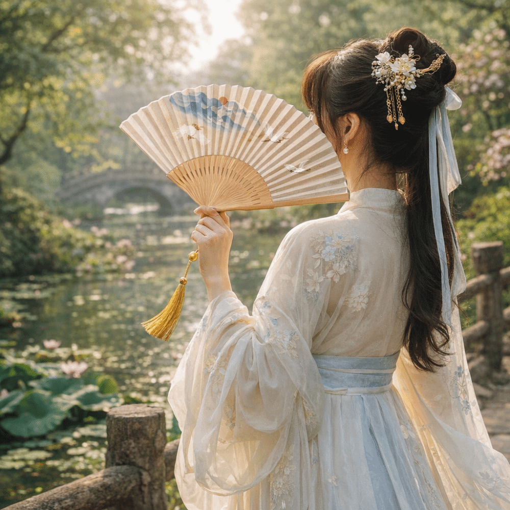 Dance Fan Vintage Bamboo Folding Fan Traditional Crane Pattern Carved Hollowed-Out Fan Classical with Tassel Double Side Fan Hanfu Matching