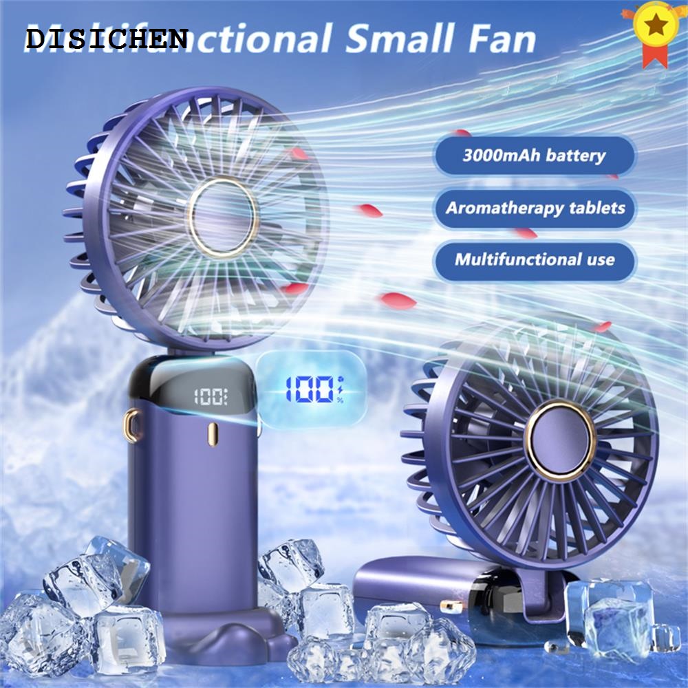 DISICHEN New style 2023 New Portable Digital Display Handheld Fan Office Desktop Multifunctional Folding Headed Small Electric Fan With A Neck Lan