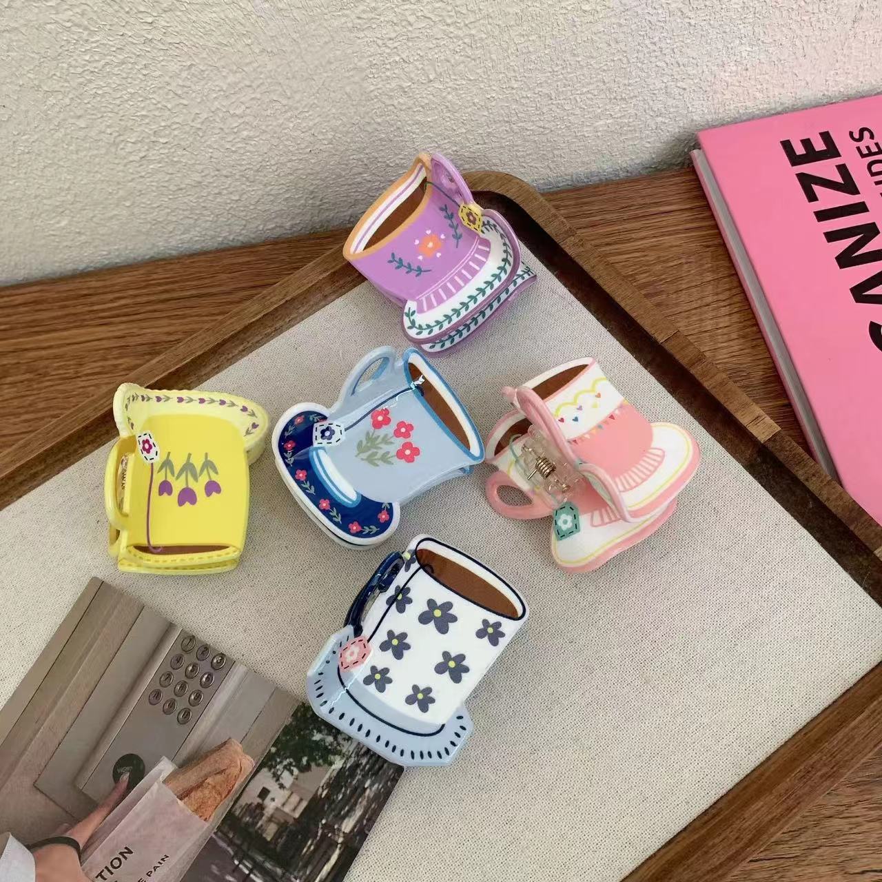 Cross-border sweet and cute dopamine girl coffee cup design high-end creative hair catch shark clip personalized hair accessories