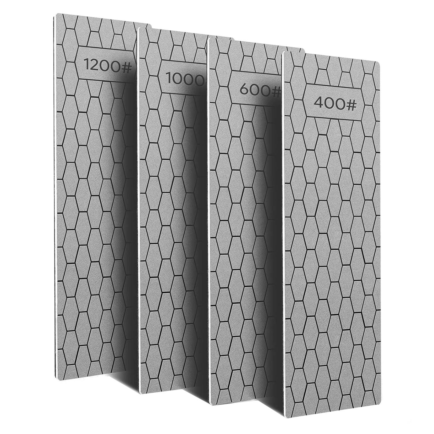 NAMUNY 4 Pcs Diamond Sharpening Plate Set, Diamond Sharpening Stone with Honeycomb , 400/600/1000/1200 Grit