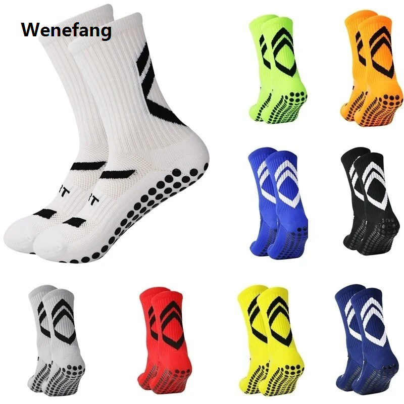 Wenefang Teenage Slip Men for 2023 Football Soccer NEW Socks Anti Kid Portable Boys Sport Grips Crew Socks Black White Blue High Qualit