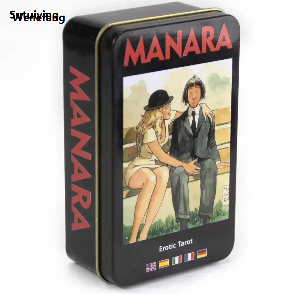 Wenefang Sutuiying Manara Tarot Deck In A Tin Box Gilded Edge Luxury for New Fortune Telling Game Card 78pcs Board Game
