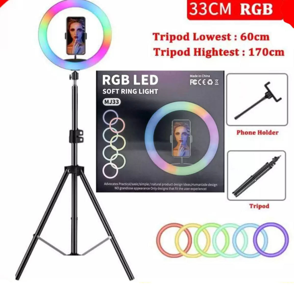 RGB LED Soft Ring Light 33CM Ring Fill Light-Tiktok Youtuber Video
