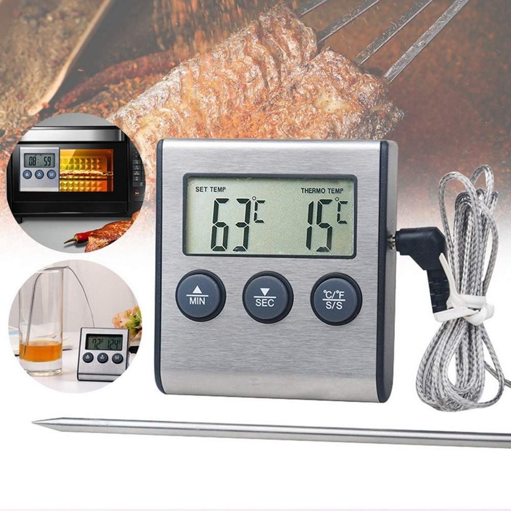 Premium Hangable Digital Cooking Thermometer Probe Sensor Strong Magnetic Oven Timer Professional Safty BBQ Heat Meter Baking