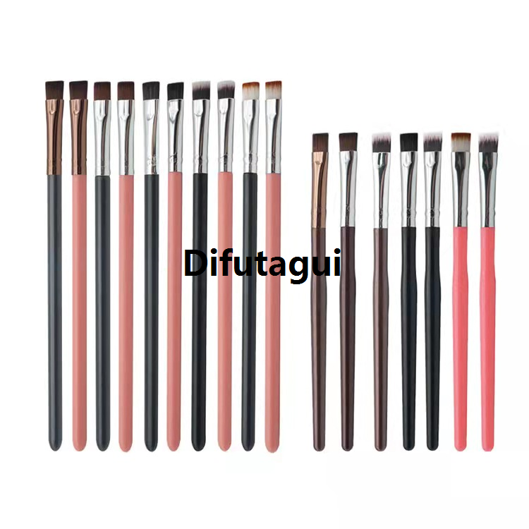 Difutagui Wood Handle Flat Brow Brush Private Logo Nylon Hair Flat Single New Makeup Brush Odm/oem Available Flat Top Liquid Concealer Brush