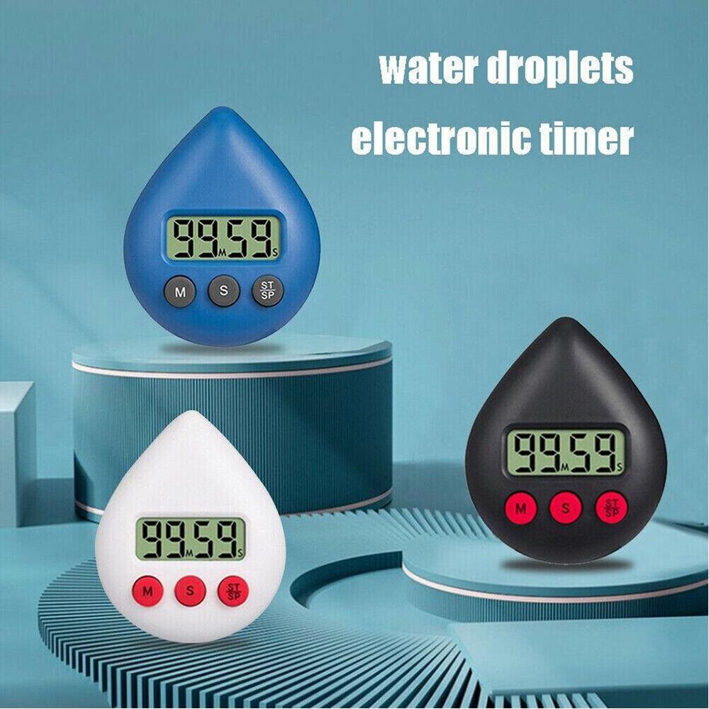 Portable Digital Timer Cute Water Drop Timer Shower Timer Kitchen Tools Baking Alarm Clock