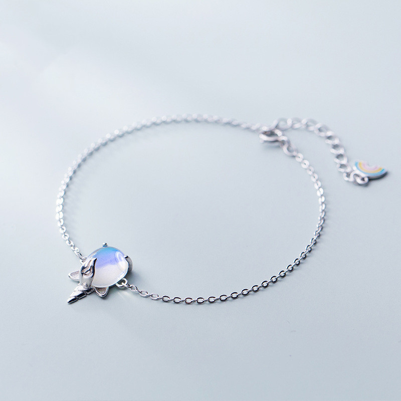 designs】Simple Mori Animal Women's Korean-style Fashion Glue Dropping Cute Rainbow Aurora Crystal Bracelet Jewelry